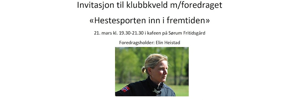 AVLYST! Foredrag - Hestesporten inn i fremtiden